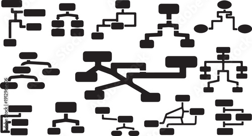 Complex flowchart diagram with multiple branches and connections