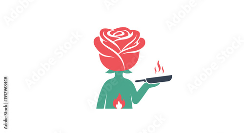 Person with rose head smoking.