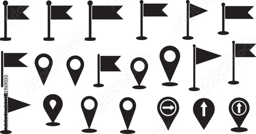 Navigation Symbols and Flags for Direction and Location Markers