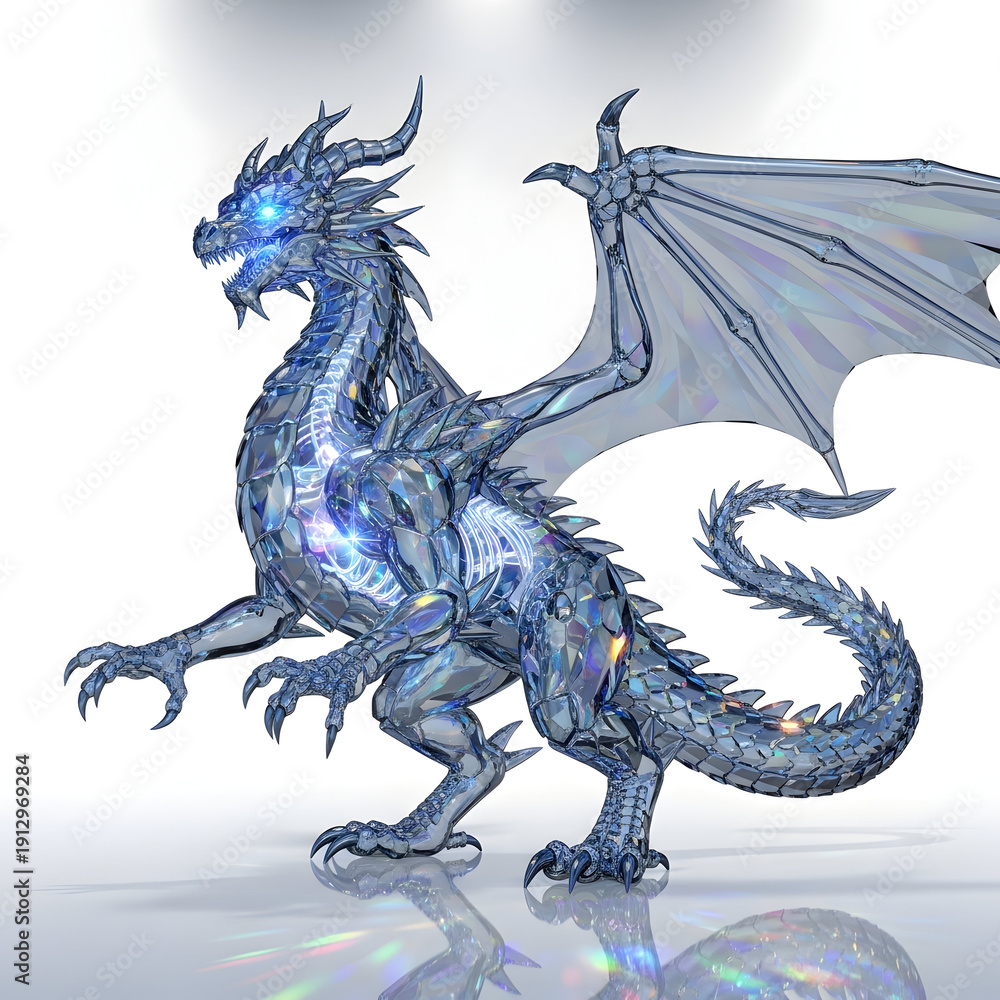 Fototapeta premium Majestic Blue Dragon Illustration