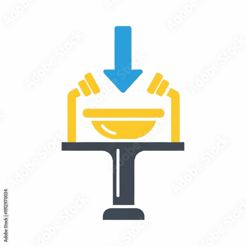 Industrial Press Machine Icon Representing Manufacturing and Production Process.