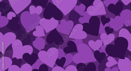 Abstract purple heart shapes graphic background for love and affection