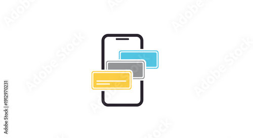 Smartphone with notification message bubbles.