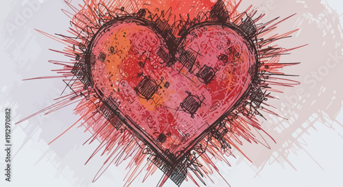 Abstract heart illustration symbol of love passion and emotion