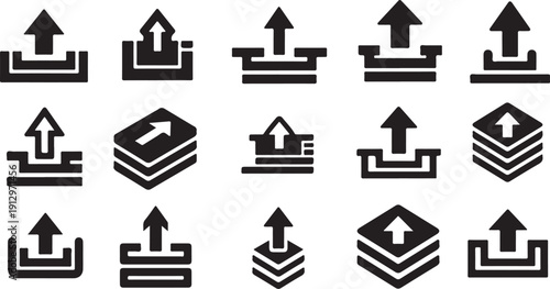 Black and white icons of arrows pointing upwards always