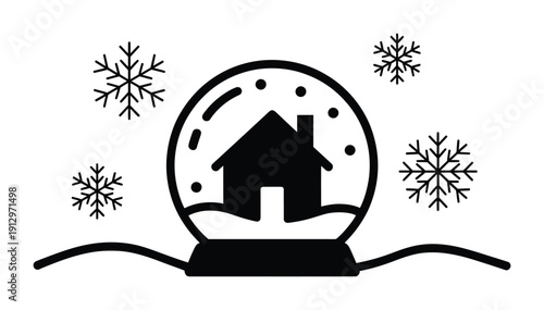 vector image of a snow globe with a house inside