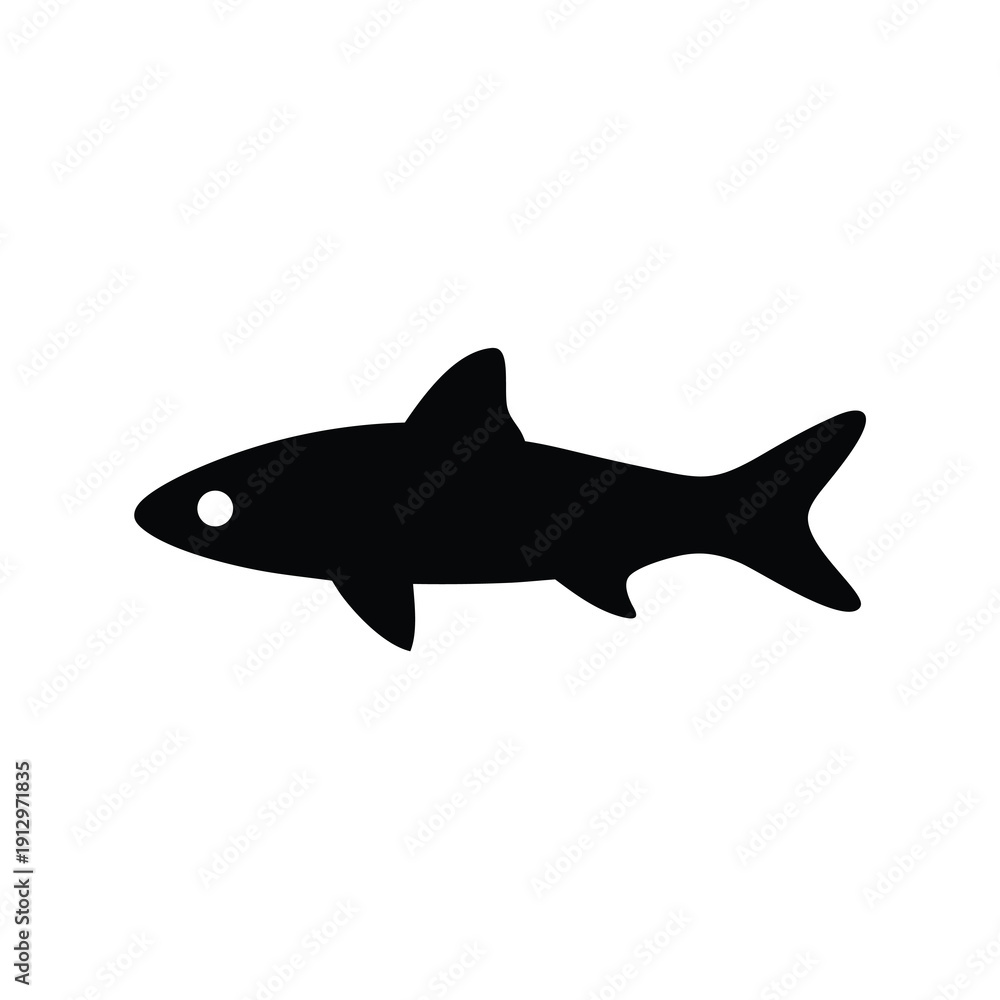 Obraz premium Black Silhouette of a Bonefish Isolated on White Background vector illustration