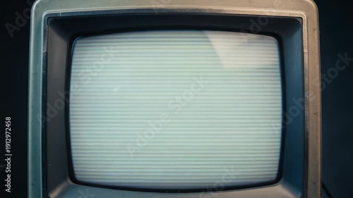 Wallpaper Mural Close up of old vintage television screen displaying static with retro design and muted colors Torontodigital.ca