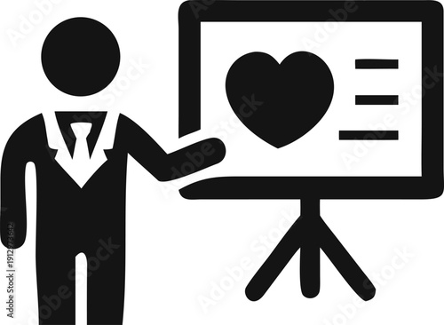 Presenter explaining heart health facts or important points on a presentation board or flipchart