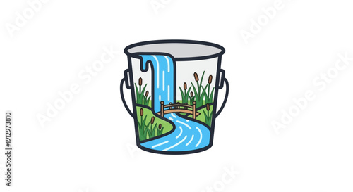 Water pouring into a bucket.