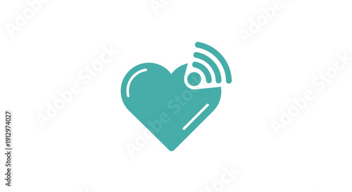 Teal heart with wifi signal.