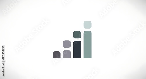 Modern abstract geometric figures stacked in ascending size on clean light background design element