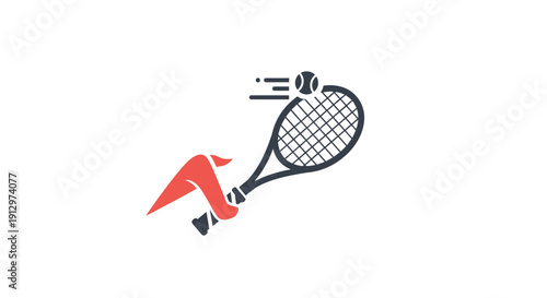 Tennis Racket Hitting Tennis Ball Illustration.