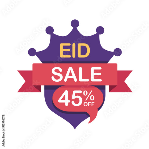 Eid sale banner with crown and shield