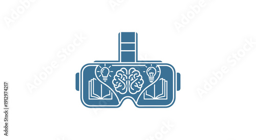 Virtual Reality Headset Brain Interface Concept.