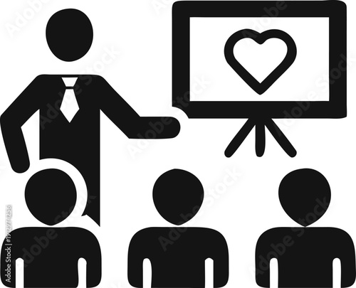 Professional presenter explains concepts of love and empathy to a seated audience