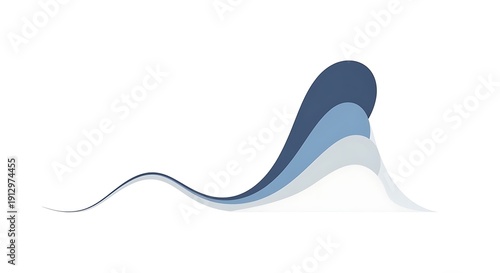 Smooth gradient wave design with layered blue tones isolated on transparent background for modern graphic projects