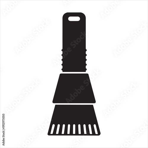Ice scraper and snow brush tool icon on a white background, representing winter car maintenance