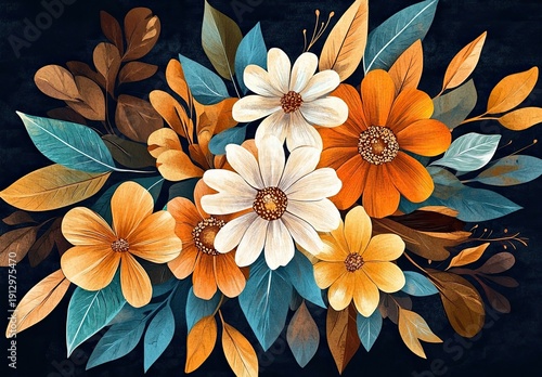 Abstract illustration of an elegant floral bouquet 