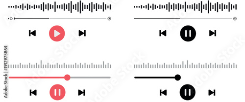 Play Button Icon, Video and Audio Music Vector Illustration