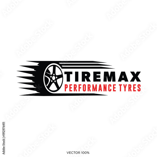 Tiremax Performance Tyres Logo with Dynamic Wheel and Speed Lines
