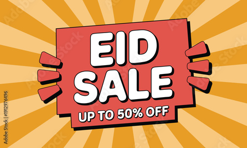 Eid sale banner with up to fifty percent discount