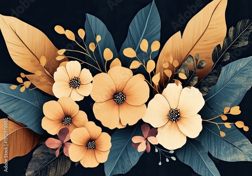 Abstract illustration of an elegant floral bouquet 