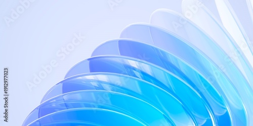 Modern Blue Gradient Glass Layers Background with Stacked 3D Petals