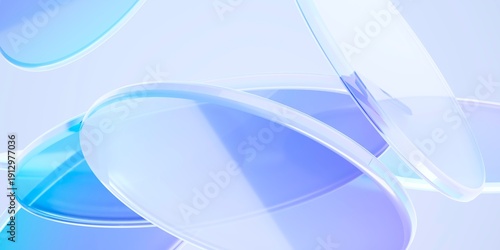 Minimalist Floating Glass Discs Background with Blue Purple Gradient