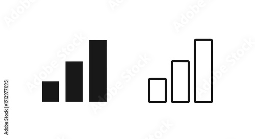 Black and white bar chart with upward trend and comparison graph Vector