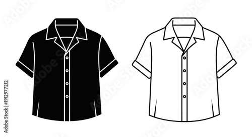 Two t-shirts white and black with collar and buttons design illustration Vector