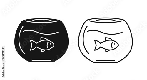 Minimalist fish bowl illustration: simple, clean, and modern design Vector