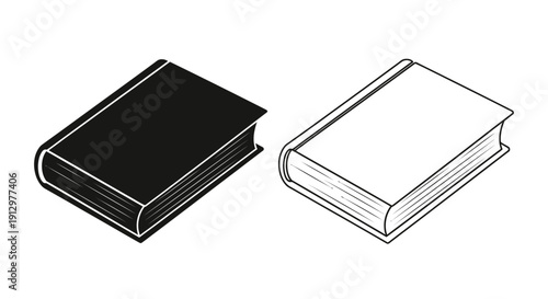 Black and white book covers, vintage style, book design, old book illustration Vector