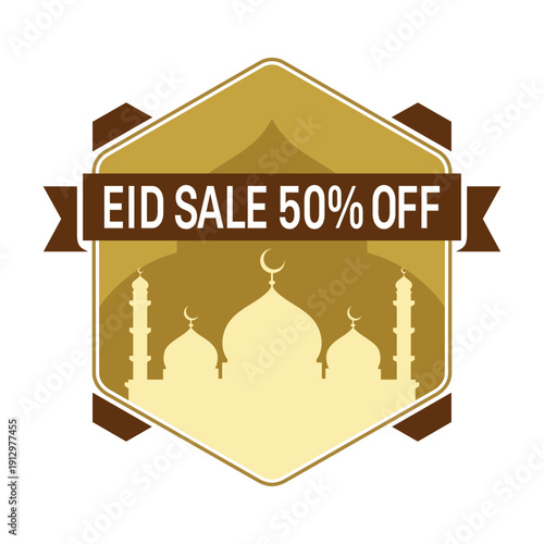 Eid sale promotion with mosque silhouette