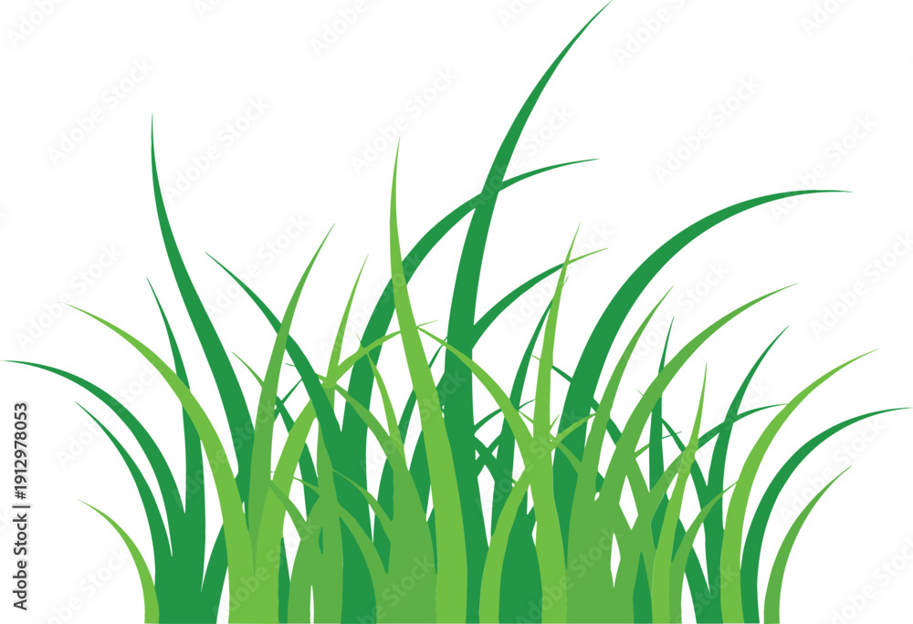 Fototapeta premium Green Grass Illustration with Fresh Lawn Blades and Natural Meadow Foliage for Spring, Summer, Landscape, Ecology, and Outdoor Design Projects