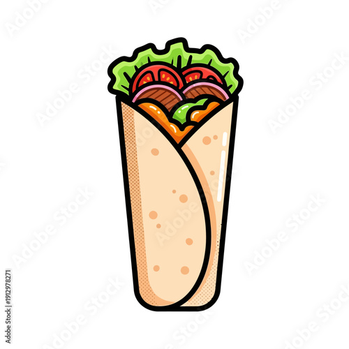Delicious Shawarma Wrap Illustration - Fast Food Icon