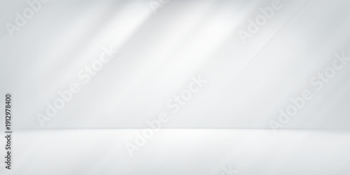 White grey studio room. Limbo light background. Abstract 3d gradient backdrop for product presentation. Minimal wall scene spotlight. Showcase, promotion display.