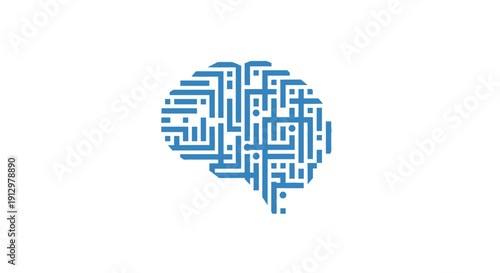 Blue maze brain puzzle symbol.