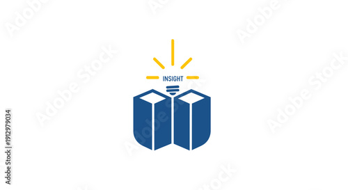 Blue shield with light on books.
