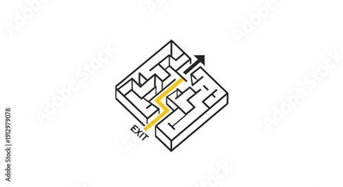 3D maze with yellow path exit.