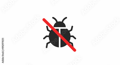 Black Ladybug with Red Prohibition Sign.