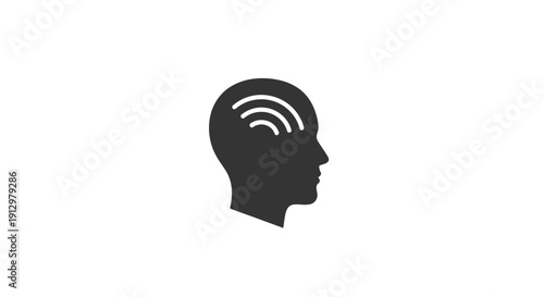 Black silhouette of human head with signal.