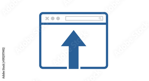 Blue browser window with arrow.