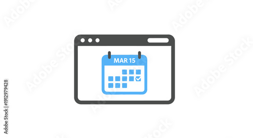 Blue calendar on computer screen.
