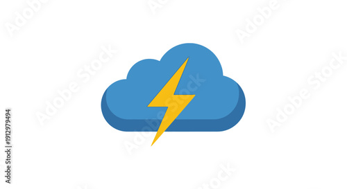 Blue Cloud with Yellow Lightning Bolt.