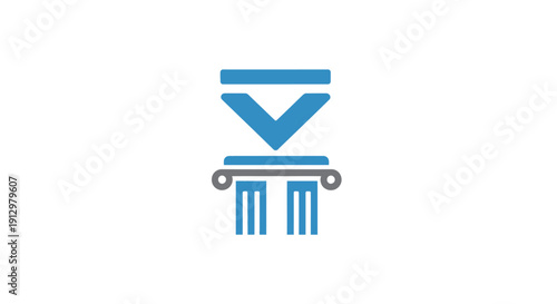 Blue Greek Column Icon Design Element.