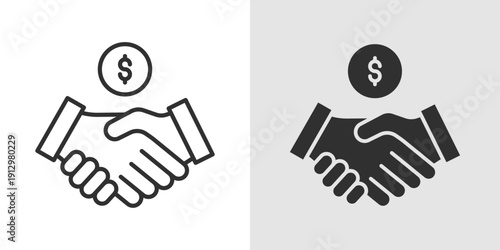 Business Deal Icon representing agreements, negotiations, partnerships, corporate transactions, and successful business arrangements.