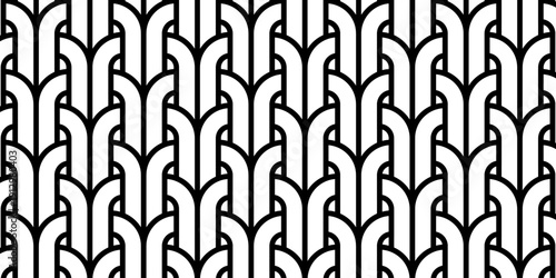 Seamless pattern with twisted lines, vector linear tiling background, stripy weaving, twisted stripes. Black and white design.