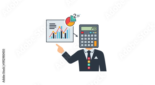 Businessman with calculator and graph.