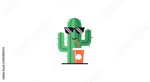 Cactus wearing sunglasses and hat.
